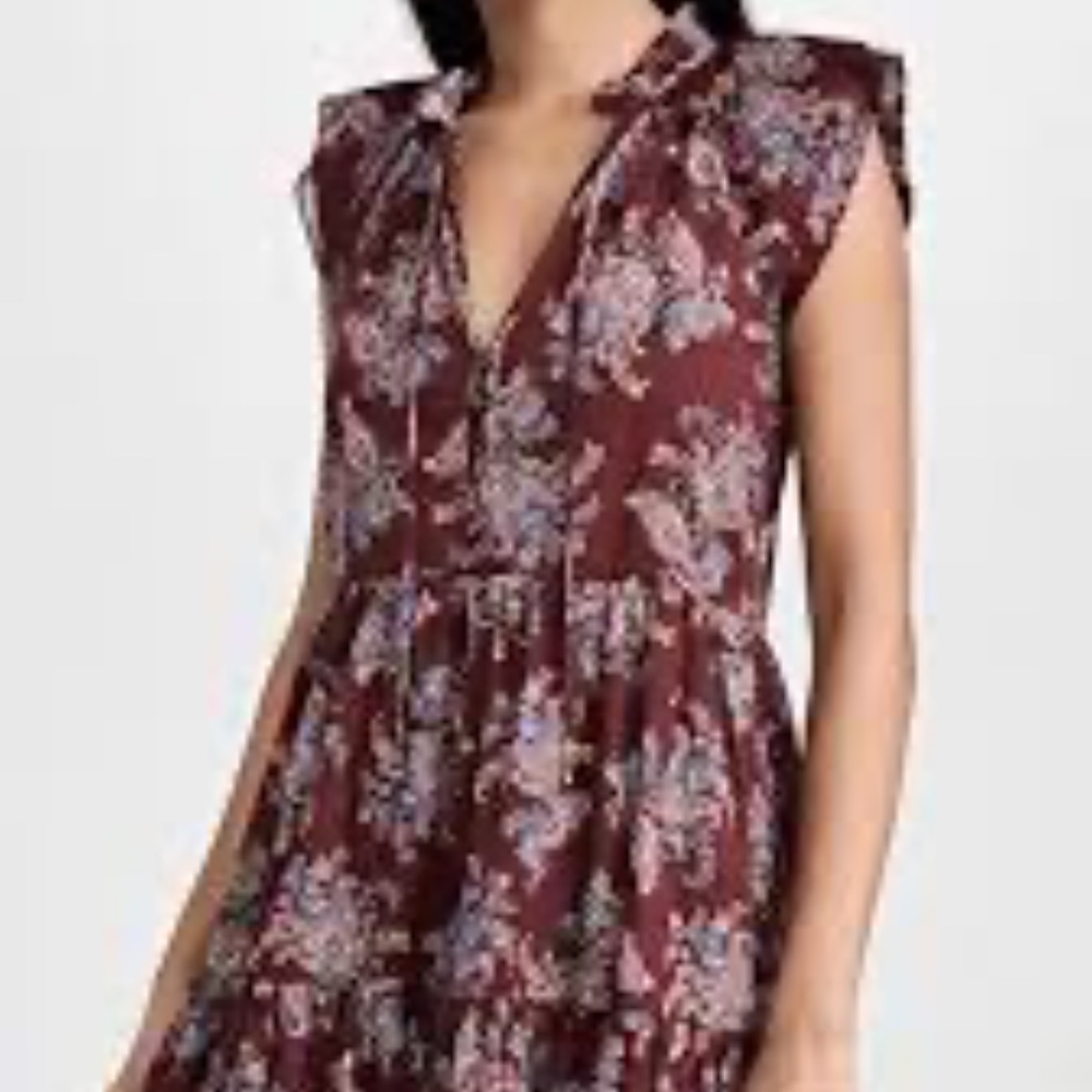 Veronica Beard Zee Paisley Ruffle Mini Dress Womens 8 Tiered 100% Cotton Printed - Picture 2 of 16